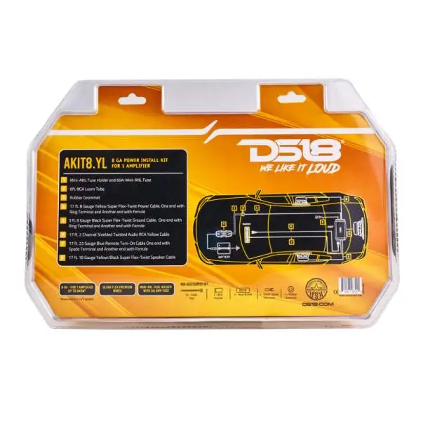 DS18 8-GA Amplifier Install Kit Advance- Yellow image 3