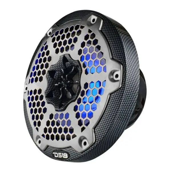 DS18 NXL-M Series Spkr w/ RGB LED Lights 6.5in 2-Way 125 Watts RMS 4 ohm Black Crbn Fiber w/ Cover image 6