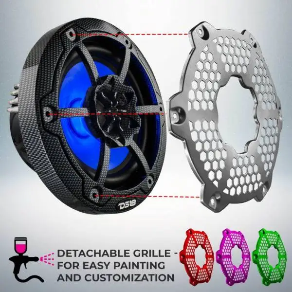 DS18 NXL-M Series Spkr w/ RGB LED Lights 6.5in 2-Way 125 Watts RMS 4 ohm Black Crbn Fiber w/ Cover image 11