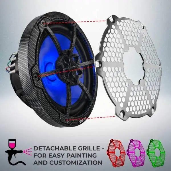 DS18 NXL-M Series Speaker w/ RGB LED Lights 8in 2-Way 125 Watts RMS 4 ohm Black Crbn Fiber w/ Cover image 2