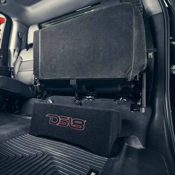 DS18 Single 10in Shallow Subwoofer and Enclosure 600 Watts RMS Downfiring Sealed Black Carpet image 6