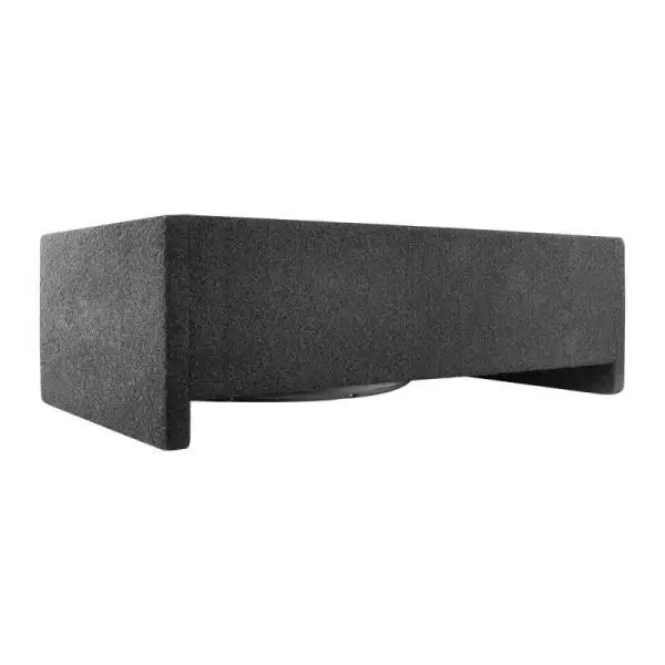 DS18 Single 10in Shallow Subwoofer & Enclosure 300 Watt RMS Downfiring Sealed Black Carpet Amplified