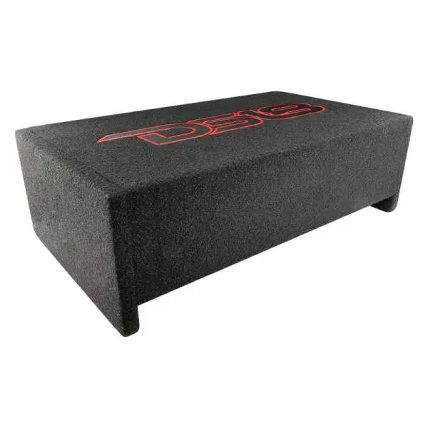 DS18 Single 10in Shallow Subwoofer & Enclosure 300 Watt RMS Downfiring Sealed Black Carpet Amplified image 2