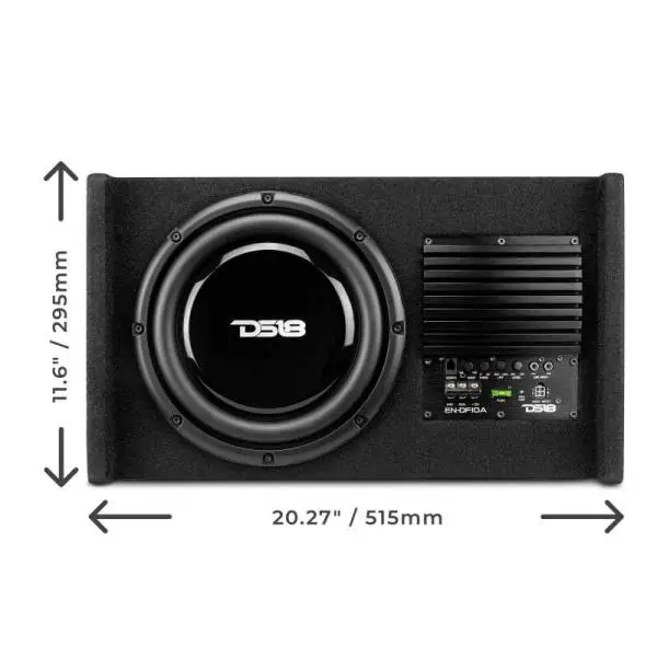 DS18 Single 10in Shallow Subwoofer & Enclosure 300 Watt RMS Downfiring Sealed Black Carpet Amplified image 8