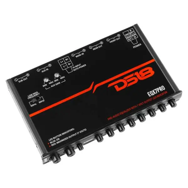 DS18 EQX High Volt 7-Band Equalizer High Lvl Input Auto Turn On And High Volt LED Clipping Indicator image 5