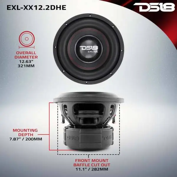 DS18 12in 2000 Watts RMS 2 ohm DVC High Excursion Subwoofers w/ Deep Aggressive Bass image 2