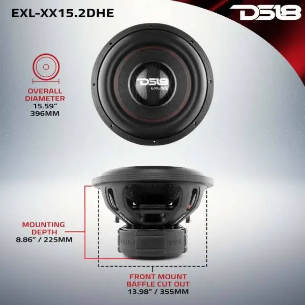DS18 15in 2000 Watts RMS 2 ohm DVC High Excursion Subwoofers w/ Deep Aggressive Bass image 2
