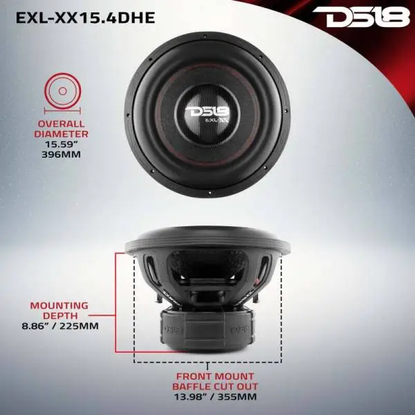 DS18 15in 2000 Watts RMS 4 ohm DVC High Excursion Subwoofers w/ Deep Aggressive Bass image 3