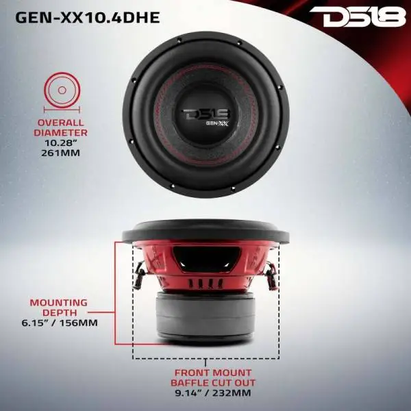 DS18 10in 500 Watts RMS 4 ohm DVC Double Stacked Magnet High Excursion Subwoofers image 2