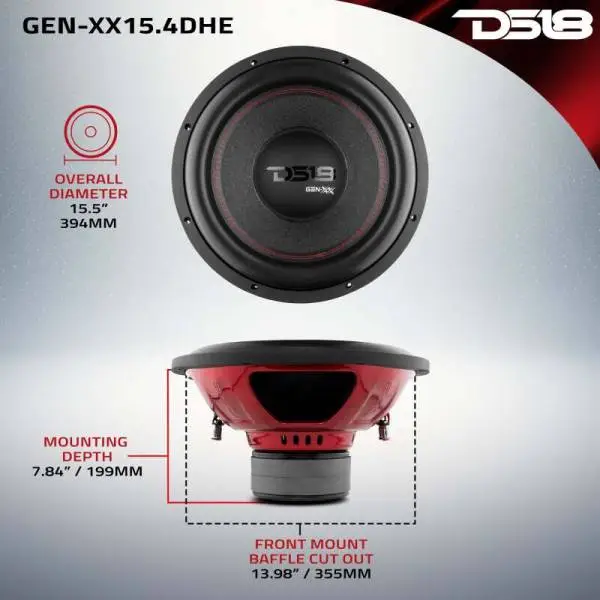 DS18 15in 600 Watts RMS 4 ohm DVC Double Stacked Magnet High Excursion Subwoofers image 2