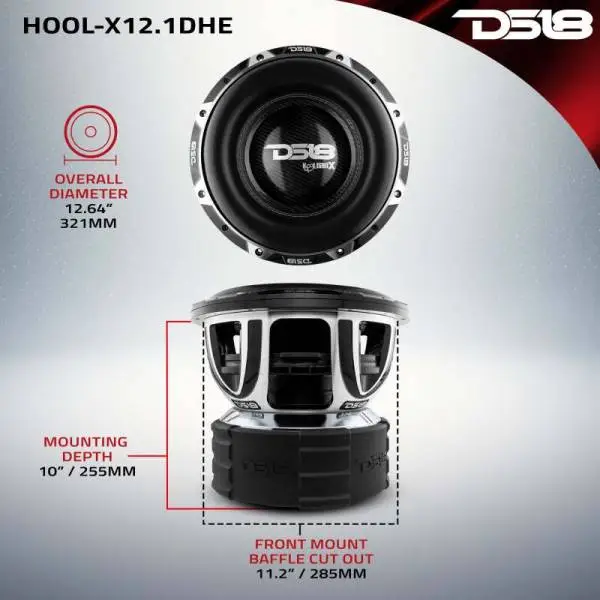 DS18 Hooligan Subwoofer 12in 4000 Watts RMS 1 ohm DVC image 2