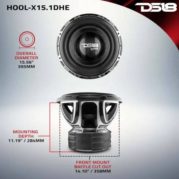 DS18 Hooligan High Excursion Subwoofer 15in 4000 Watts RMS 1 ohm DVC image 2