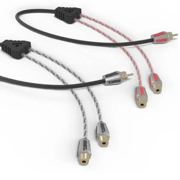 DS18 Level 3 RCA Wire Y Connector 1 Male to 2 Female Black + Red Kit