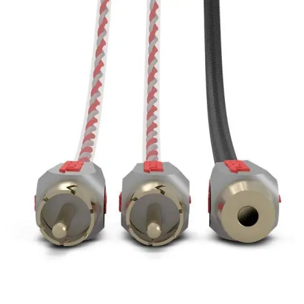 DS18 Level 3 RCA Wire Y Connector 1 Male to 2 Female Red