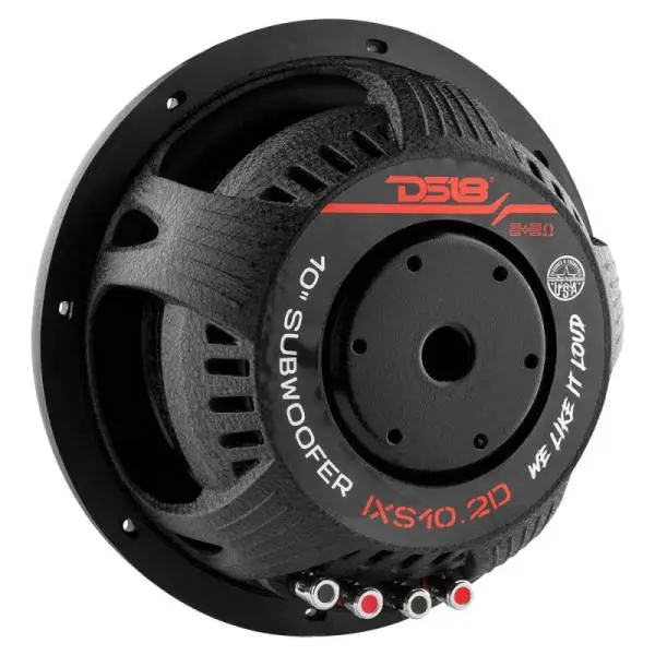 DS18 10in 600 Watts RMS 2 ohm DVC Shallow Mount Fiber Glass Subwoofer IXS Series image 2