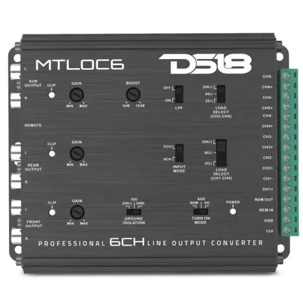 DS18 6-Chnl Speaker Emulator Remote Out Level Matching Controls LED Clip Indicator Hi/Low Converters thumbnail 3