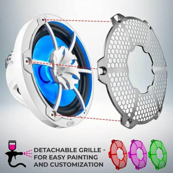 DS18 NXL-M Series Spkr w/ RGB LED Lights 10in 2-Way 200 Watts RMS 4 ohm Wht Grill Detached w/ Cover image 7
