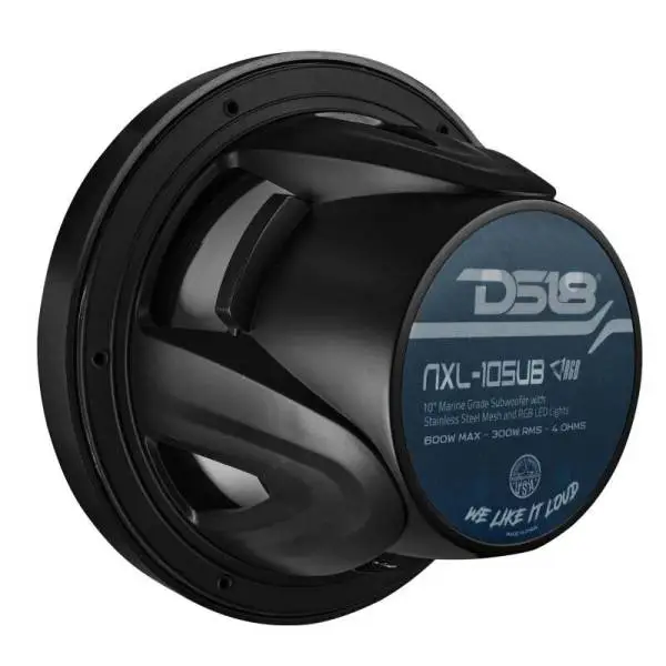 DS18 Subwoofer & Enclosure 10in 300 Watts RMS 4 ohm SVC Black w/ Covers image 2