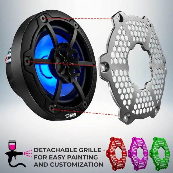 DS18 NXL-M Series Spkr w/ RGB LED Lights 6.5in 2-Way 100 Watts RMS 4 ohm Blk Grill Detached w/ Cover image 10