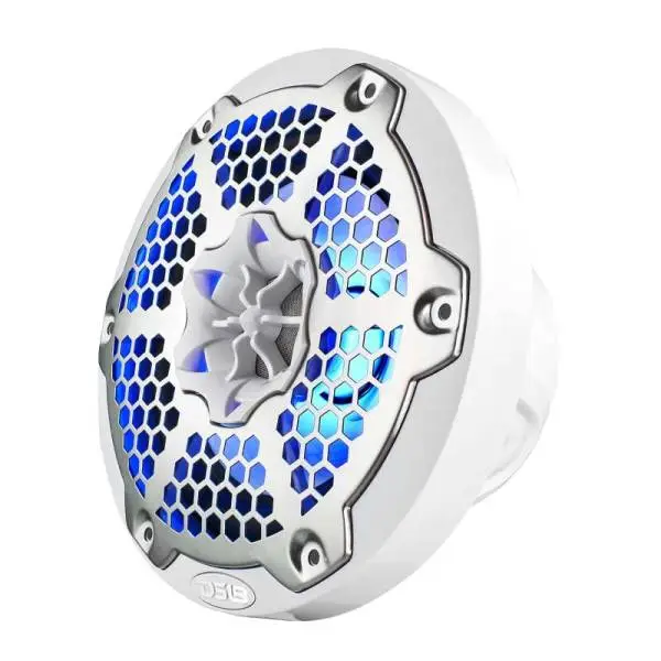 DS18 NXL-M Series Speaker w/ RGB LED Lights 6.5in 2-Way 100 Watts RMS 4 ohm White w/ Cover image 6