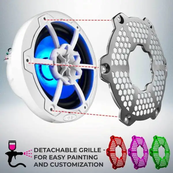 DS18 NXL-M Series Speaker w/ RGB LED Lights 6.5in 2-Way 100 Watts RMS 4 ohm White w/ Cover image 9