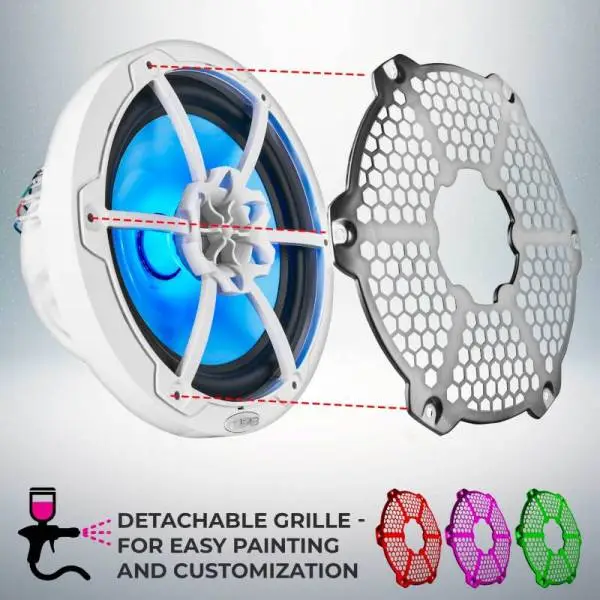 DS18 NXL-M Series Speaker w/ RGB LED Lights 8in 2-Way 125 Watts RMS 4 ohm White w/ Cover image 8