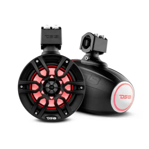 DS18 Tower Speakers 6.5in 100 Watts RMS w/ RGB LED Lights Red image 5