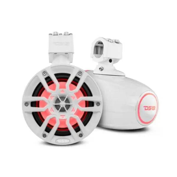 DS18 Tower Speakers 6.5in 100 Watts RMS w/ RGB LED Lights White image 5