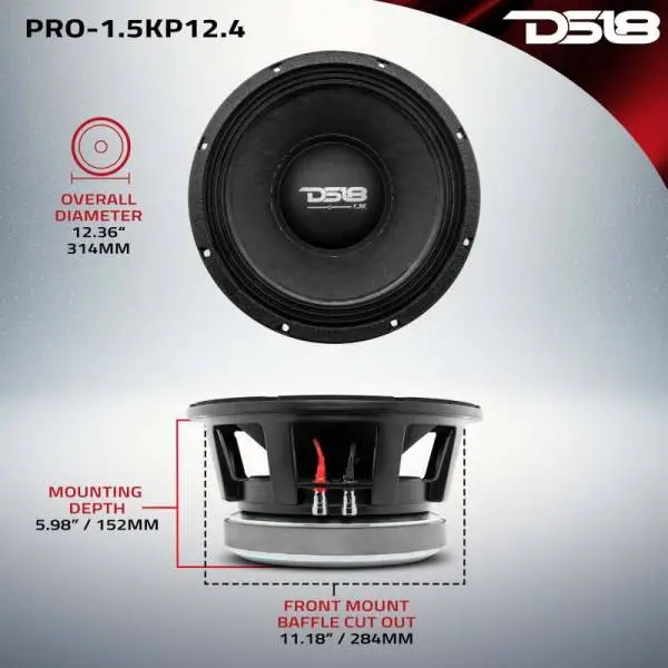 DS18 12in 1500 Watts RMS 4 ohm Mid-Bass Loudspeaker image 2
