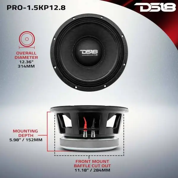 DS18 12in 1500 Watts RMS 8 ohm Mid-Bass Loudspeaker image 2