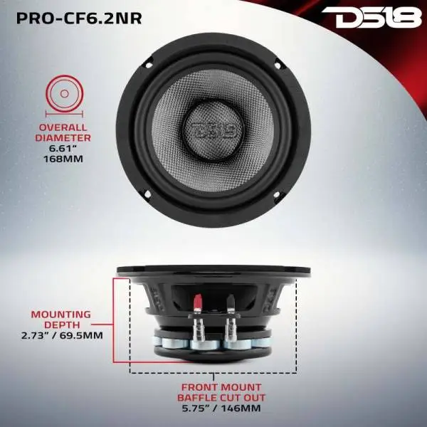 DS18 6.5in 250 Watts RMS 2 ohm Mid-Bass Loudspeaker Neodymium image 3