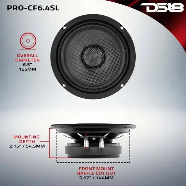 DS18 6.5in 250 Watts RMS 4 ohm Mid-Bass Loudspeaker Shallow image 3