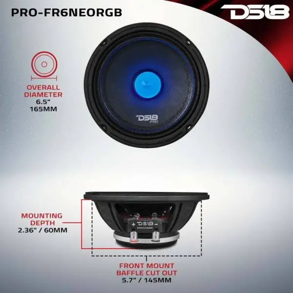 DS18 6.5in 225 Watts RMS 4 ohm Neodymium Full Range Loudspeaker RGB Bullet Loudspeaker image 3