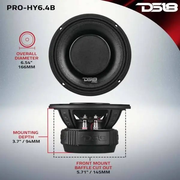 DS18 6.5in 225 Watts RMS 4 ohm Mid-Range Loudspeaker w/ Water Resistant Cone image 3