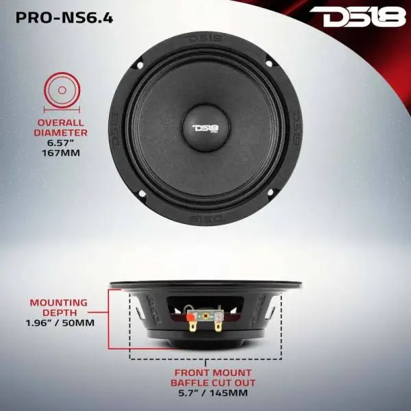 DS18 6.5in 150 Watts RMS 4 ohm Neodymium Shallow Full Range Loudspeaker image 2