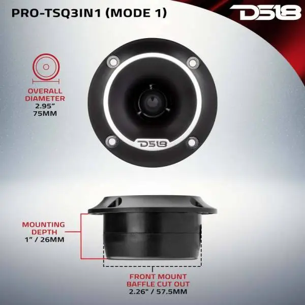 DS18 3in Surface Flush Angle High Comp Neodymium Super Bullet Twtr 100 Watts RMS 1in Almnm Vc 4 ohm image 5