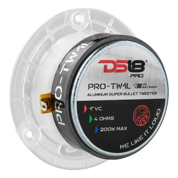 DS18 3.8in Super Bullet Tweeter 120 Watts RMS 1in Aluminum Vc 4 ohm RGB LED Lights- Pair image 2