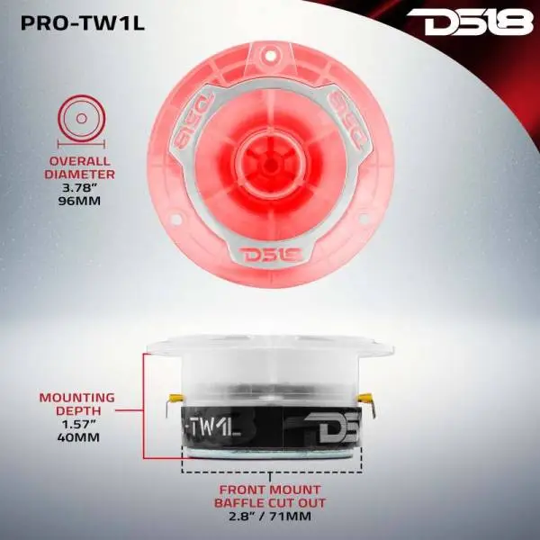DS18 3.8in Super Bullet Tweeter 120 Watts RMS 1in Aluminum Vc 4 ohm RGB LED Lights- Pair image 3