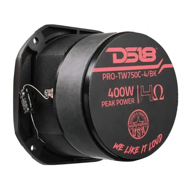 DS18 4in Super Bullet Tweeter 200 Watts RMS 1.5in Titanium Vc 4 ohm Black image 2