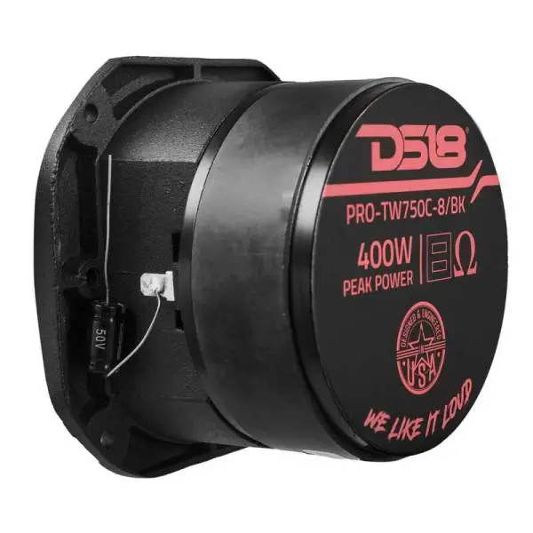 DS18 4in Super Bullet Tweeter 200 Watts RMS 1.5in Titanium Vc 8 ohm Black image 3