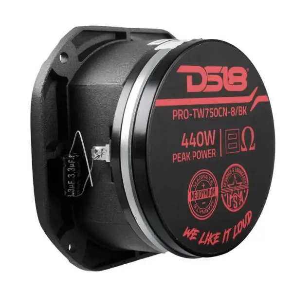 DS18 4in Super Bullet Tweeter Neodymium 220 Watts RMS 1.5in Titanium Vc 8 ohm Black image 2