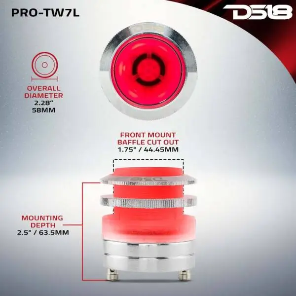 DS18 2.3in Super Bullet Tweeter 100 Watts RMS 1in Titanium Vc 4 ohm RGB LED Lights image 2