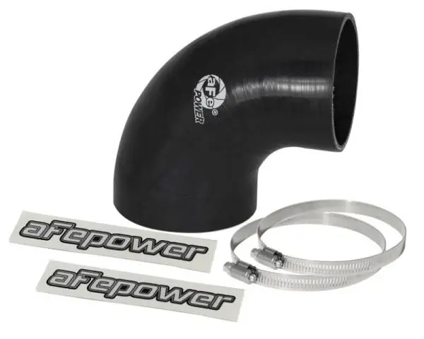 aFe Magnum FORCE CAI Univ. Silicone Reducing Coupler (4in. to 3.5in. ID) 90Deg. Elbow - Black image 2