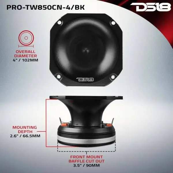DS18 4in Super Bullet Tweeter Neodymium 250 Watts RMS 1.5in PEI Vc 4 ohm Black image 3