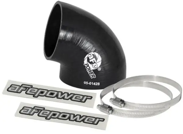aFe Magnum FORCE CAI Univ. Silicone (3.5in to 3in ID / 75 Deg.) Elbow Reducing Coupler - Black image 2