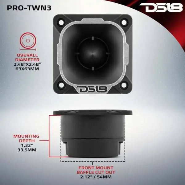 DS18 2.5in High Compression Neodymium Tweeter 125 Watts RMS 1in Pen Vc 4 ohm image 5