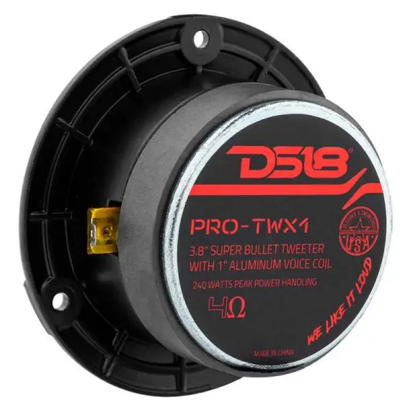 DS18 3.8in Super Bullet Tweeter 120 Watts RMS 1in Aluminum Vc 4 ohm Silver