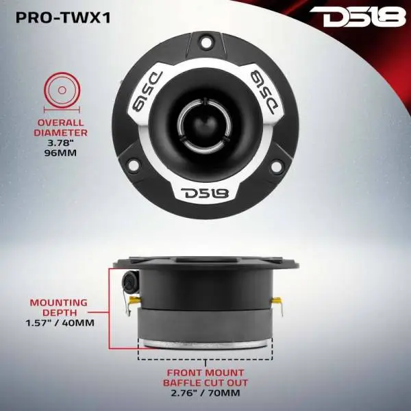 DS18 3.8in Super Bullet Tweeter 120 Watts RMS 1in Aluminum Vc 4 ohm Silver image 7