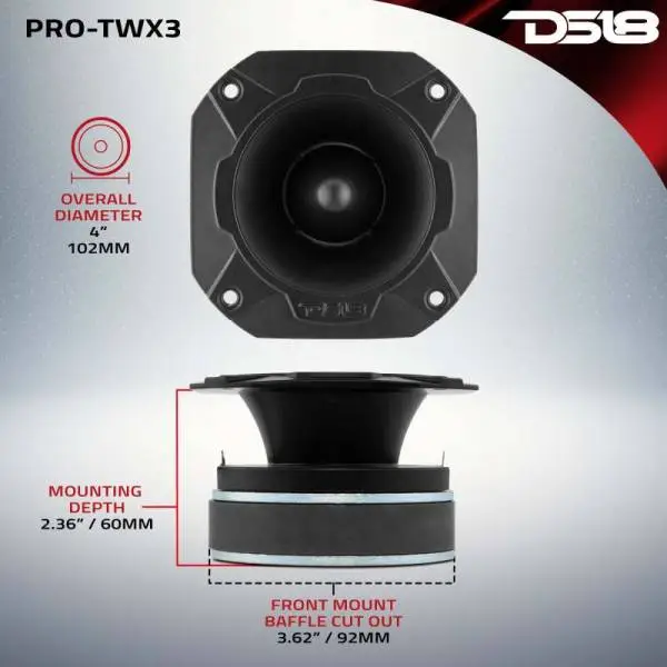 DS18 4in Super Bullet Tweeter 250 Watts RMS 1.5in Titanium Vc 4 ohm image 3
