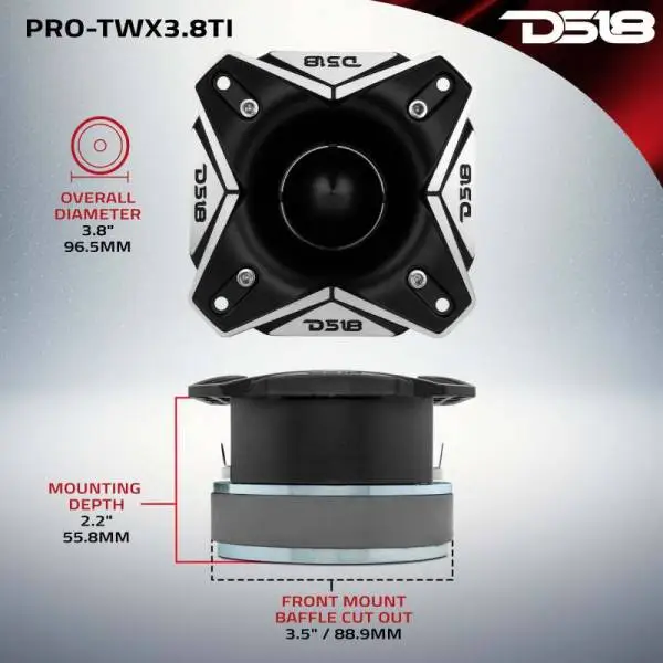 DS18 4in Super Bullet Tweeter 250 Watts RMS 1.5in Titanium Vc 8 ohm image 2
